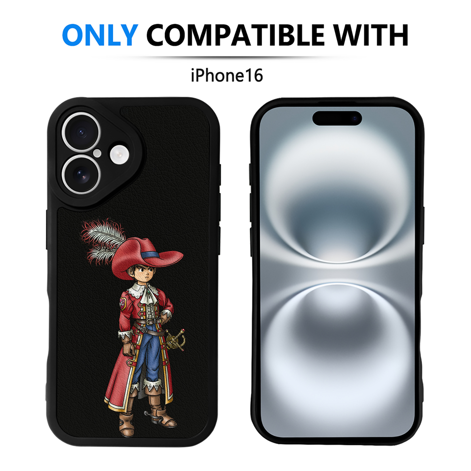 （画像用） ドラゴンクエスト Doragon Kuesuto Dragon Quest 【iPhone 16シリーズ対応】シリコンスマホケース（レザー調） 材質：シリコン